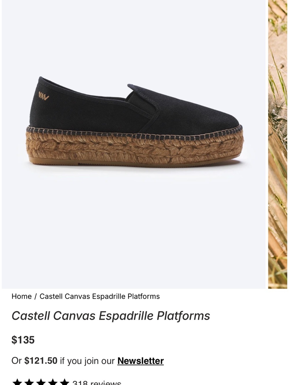Castell Black Canvas Espadrille Platform Slip-On